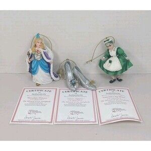 Ashton Drake Wizard of Oz Ornaments 1999  Princess Emerald Maid Silver Slippers
